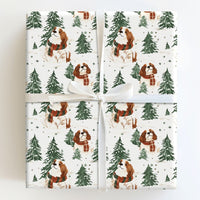 Watercolor Dog Gift Wrap, Cavalier King Charles Spaniel Christmas Wrapping Paper, Holiday Puppy Wrapping Paper Roll, Dog Lover Present Wrap