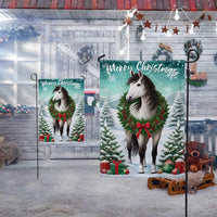Winter Wreath Equestrian Yard Flag, Horse Merry Christmas Garden Flag, Double Sided Christmas Flag, Farmhouse Holiday Lawn Decor Present