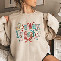 Retro Christian Christmas Crewneck, His Way Is Better Sweatshirt, Faith Based Holiday Graphic Sweater, Religious Aesthetic Pullover Shirt
