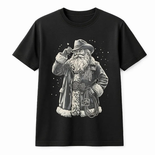 Western Santa Shirt, Cowboy Santa T-Shirt, Vintage Western Christmas Tee, Retro Cowboy Holiday Shirt, Country Christmas Graph