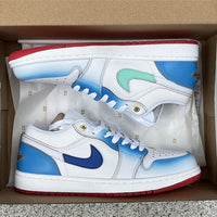 Low Top Sneakers, Blue White Colorway, Lace Up Design, Casual Gift for Sneaker Fans