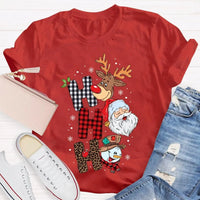 Merry Christmas Vibes Graphic Tee, Christmas Reindeer Snowman Santa Claus Shirt, Adorable Holiday Season T-Shirt, Festive Xmas Shirt