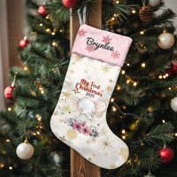 My First Christmas Stocking 2025, Personalized Baby Elephant Christmas Stocking, Baby Girl Floral Holiday Stocking, Custom Keepsake Present