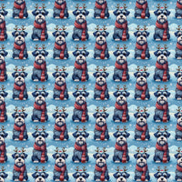 Reindeer Scarf Holiday Gift Wrap, Schnauzer Dog Wrapping Paper, Christmas Puppy Wrapping Paper, Dog Lover Christmas Present Paper