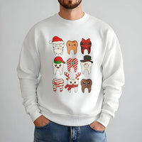 Humorous Dentist Holiday Crewneck, Christmas Teeth Sweatshirt, Dental Hygienist Xmas Pullover, Adorable Tooth Graphic Christmas Sweatshirt
