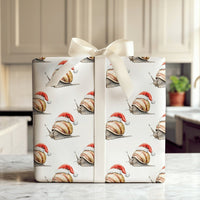 Santa Hat Animal Gift Wrap, Christmas Snail Wrapping Paper, Whimsical Snail Wrapping Paper Roll, Holiday Wrapping Paper