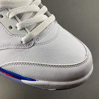 High Top Sneakers, Blue White Red Colorway, Leather Footwear, Lace Up Design, Casual Gift for Sneaker Fans