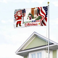 We Wish You Ameri Christmas Banner, Santa Claus American Flag House Flag, Double-Sided Holiday Yard Flag, Patriotic Garden Flag Decor