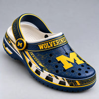 MICH Blockletter - Navy and Maize Statement Clogs