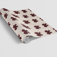 Crimson Red Bows Gift Wrap, Velvet Ribbons Wrapping Paper, Cream Holiday Bow Pattern Wrapping Paper, Vintage Christmas Gift Wrap Roll