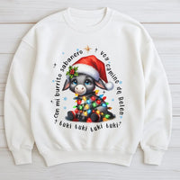 Adorable Spanish Donkey Christmas Sweater, Mi Burrito Sabanero Sweatshirt, Latino Holiday Crewneck, Villancicos Pullover Xmas Present
