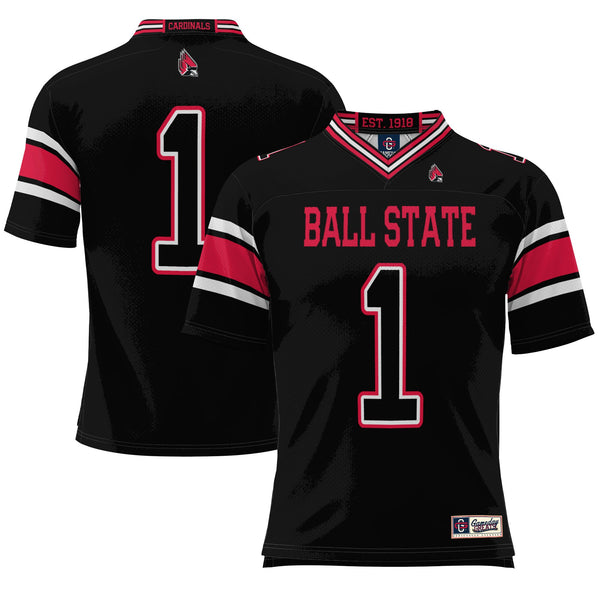 #1 Ball State Cardinals Endzone Football Jersey - Black