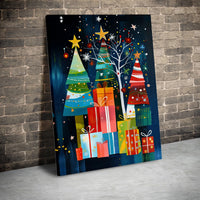 Modern Holiday Tree Canvas Print, Abstract Christmas Tree Canvas Art, Festive Xmas Wall Art, Digital Download Printable Poster Art