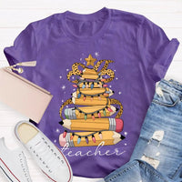 Adorable Holiday Educator Shirt, Christmas Light Pencils Teacher T-Shirt, Festive School Teacher Christmas Tee, Winter Holiday T-Shirt Present