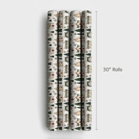 Rustic Winter Town Wrapping Paper, Watercolor Christmas Village Wrapping Paper, Comfy Holiday Gift Wrap, Festive Winter Town Wrapping Paper
