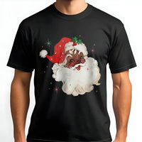 Vintage African American Santa Shirt, Black Santa Christmas T-Shirt, Retro Black Santa Graphic Tee, Holiday Season Shirt, Xmas Present Tee