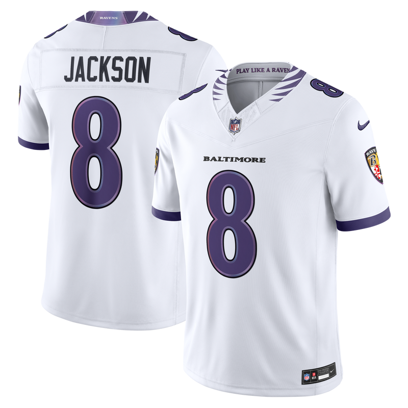 Baltimore Ravens Lamar Jackson White Stitched Limited Jersey