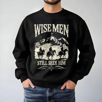Western Cowboy Christian Sweatshirt, Wise Men Still Seek Him Sweatshirt, Faith Based Christmas Crewneck, Religious Holiday Believer Sweater