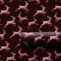 Maroon Christmas Gift Wrap, Pink Leaping Reindeer Wrapping Paper, Watercolor Antler Holiday Wrapping Paper, Elegant Winter Gift Wrap Roll