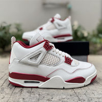 Mid Top Sneakers, White Red Colorway, Lace Up Design, Casual Gift for Sneaker Fans