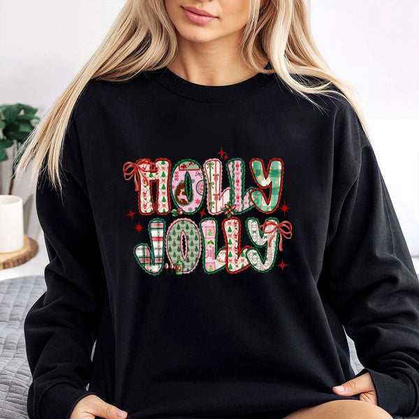Preppy Christmas Sweatshirt, Holly Jolly Sweatshirt, Retro Holiday Sweatshirt, Adorable Christmas Crewneck, Winter Pullover, 