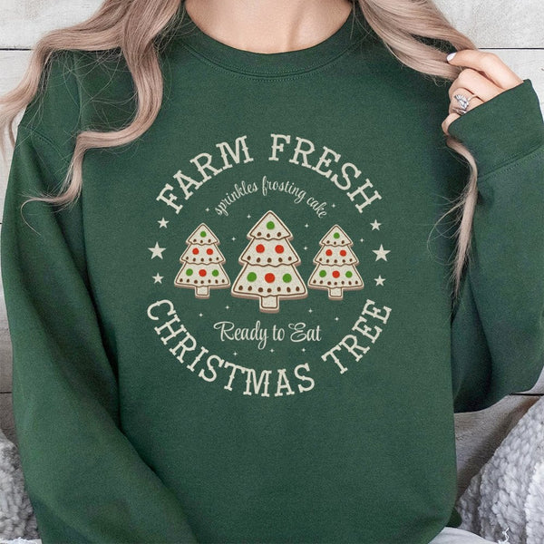 Holiday Cookie Sweatshirt, Farm Fresh Christmas Tree Sweatshirt, Adorable Xmas Bakery Sweatshirt, Comfy Winter Pullover, Holi