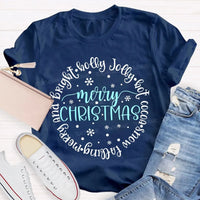 Merry and Bright Snow Falling Tee, Holly Jolly Hot Cocoa Shirt, Adorable Christmas Graphic T-Shirt, Comfy Winter Holiday Shirt, Xmas Present Tee