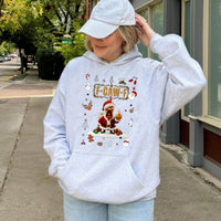 Humorous Santa Chicken Holiday Graphic Sweatshirt, F-Caw-F Christmas Hoodie, Sarcastic Xmas Rooster Pullover, Rude Christmas Humor Present