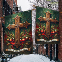 Ornate Cross Yard Flag, Jesus Is the Reason for the Season Christmas Garden Flag, Double-Sided Christian Holiday Lawn Flag