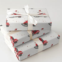 Watercolor Santa Gift Wrap, Santa Claus Snowmobile Wrapping Paper, Red Snowmobile Christmas Wrapping Paper, Whimsical Holiday Wrapping Paper