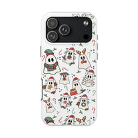 Adorable Festive Santa Hat Ghosts Pattern Cover, Christmas Ghost Phone Case iPhone, Spooky Season Xmas Holiday Tough iPhone Case, Winter Present