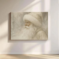 Snowy Forest Christmas Canvas Print, Vintage Santa Claus Wall Art, Neutral Holiday Wall Art, Winter Canvas Decor, Digital Download Art