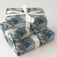 Snowy Village Holiday Gift Wrap, Horse Drawn Sleigh Christmas Wrapping Paper, Twilight Winter Wrapping Paper, Rustic Holiday Gift Wrap Roll