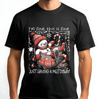 Melting Snowman Graphic Tee, I'm Fine This Is Fine Snowman T-Shirt, Humorous Winter Holiday Shirt, Sarcastic Christmas Tee, Present for Adults