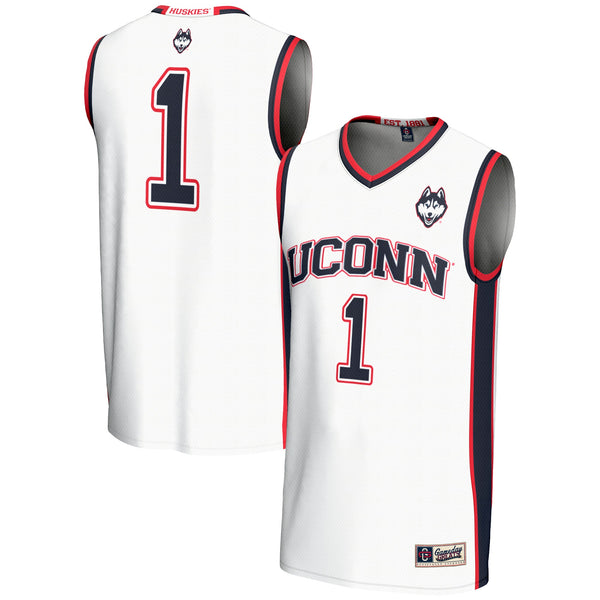 #1 UConn Huskies Lightweight Basketball Jersey - White