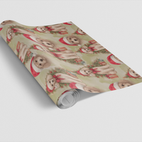Santa Hat Puppy Holiday Gift Wrap, Poodle Christmas Wrapping Paper, Watercolor Dog Christmas Wrapping Paper, Adorable Dog Lover Xmas Gift Wrap