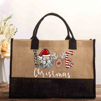 Festive Holiday Canvas Tote, Christmas Love Cotton Tote Bag, Winter Daily Shoulder Bag, Reusable Grocery Shopper, Xmas Present for Her
