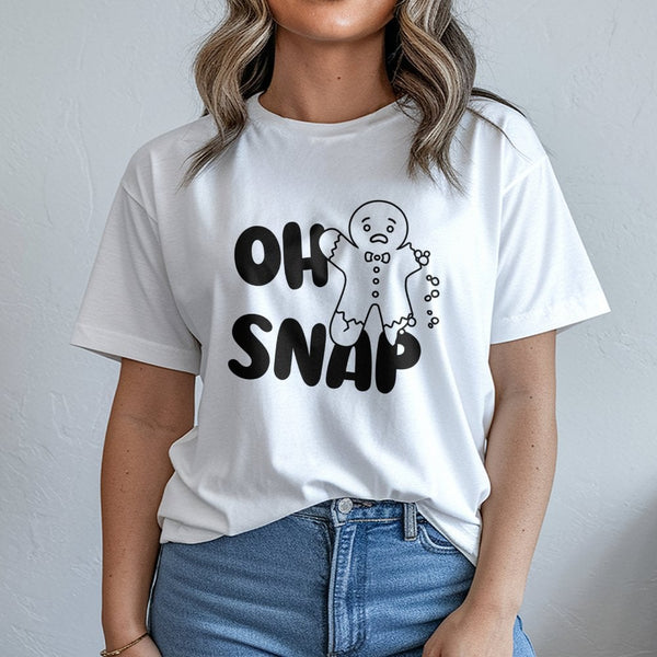 Humorous Christmas Pun T-Shirt, Oh Snap Gingerbread T-Shirt, Adorable Holiday Baking Graphic Tee, Winter Cookie Lover T-Shirt