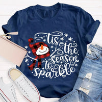 Adorable Winter Holiday Graphic Tee, Christmas Santa Hat Snowman T-Shirt, Festive Merry Christmas Shirt, Xmas Present for Women and Men