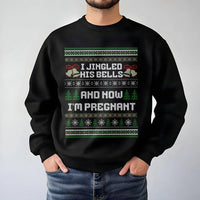 Humorous Christmas Pregnancy Announcement Crewneck, I Jingled His Bells Sweatshirt, Expecting Mom Holiday Sweater