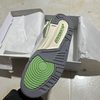 High Top Sneakers, White Green Colorway, Lace Up Design, Casual Gift for Sneaker Fans