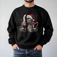 Spooky Christmas Skull Crewneck Sweatshirt, Skeleton Santa Sweatshirt, Humorous Goth Holiday Sweater, Retro Xmas Pullover Sweatshirt