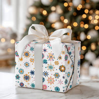 Retro Starburst Gift Wrap Paper, Mid Century Modern Snowflake Wrapping Paper, Vintage Mod Christmas Wrapping Paper Roll Holiday Gift Wrap