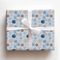 Blue and Copper Holiday Gift Wrap, Winter Snowflake Wrapping Paper, Elegant Christmas Wrapping Paper, Modern Seasonal Gift Wrap Roll