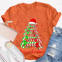Festive Merry Tree Graphic Tee, Christmas Candy Tree T-Shirt, Holiday Candy Cane Christmas Shirt, Adorable Winter Apparel, Christmas Present