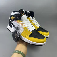 High Top Sneakers, Black Yellow Colorway, Lace Up Design, Casual Gift for Sneaker Fans