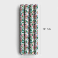 Watercolor Floral Gift Wrap, Pink Christmas Rose Wrapping Paper, Holly Berry Christmas Wrapping Paper, Elegant Winter Holiday Wrapping Paper