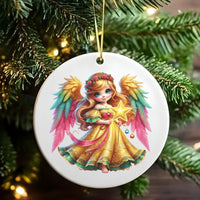 Christmas Angel Tree Ornament, Adorable Angel Ornament, Fairy Tale Holiday Ornament, Ceramic Angel Keepsake, Adorable Xmas Present for Kids