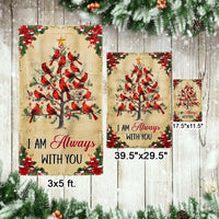 Christmas Tree Memorial Yard Flag, Cardinal Garden Flag I Am Always with You, Double Sided Sympathy Lawn Flag, Holiday Bereavement