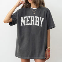 Vintage Merry Christmas Shirt, Distressed Merry T-Shirt, Retro Holiday Graphic Tee, Comfy Winter Christmas T-Shirt